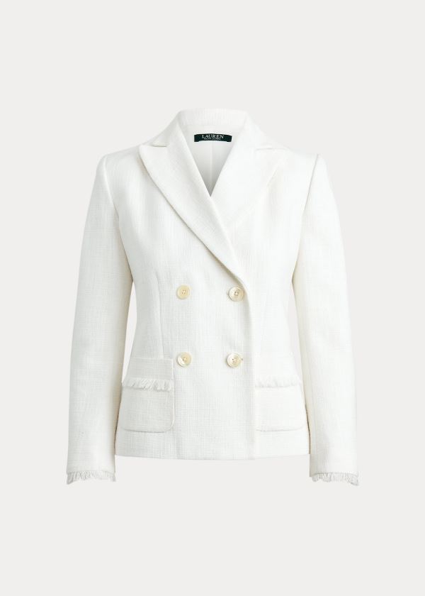 Chaquetas Ralph Lauren Mujer Blancos - Fringe-Trim Cotton - GZJKQ9017